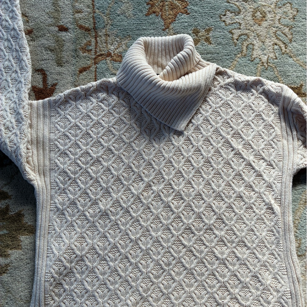 JEANNE PIERRE Textured Cream Turtleneck Sweater